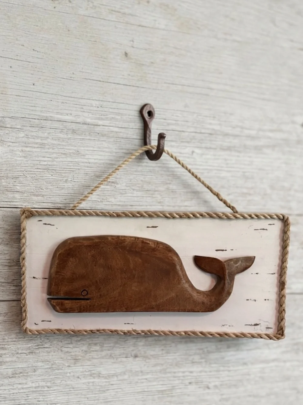 Sigrid Olsen Home Wood Whale Wall Decor Coastal Nautical Beach Cottage 21”